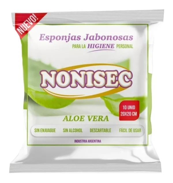 NONISEC ESPONJA JABONOSA CON ALOE VERA MEDIDA(20X20CM)X10UNID