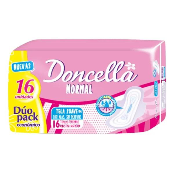 Doncella Toalla Normal c/alas Sin Deo x 16 Unid