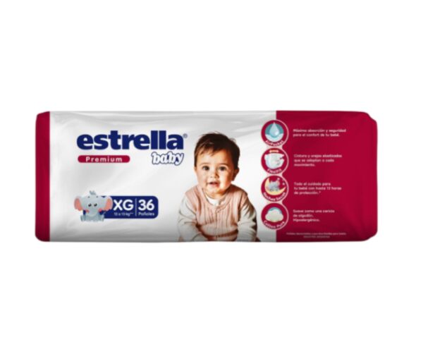 Pañal Estrella Baby Premium Xgrande Hiperpack 4×36