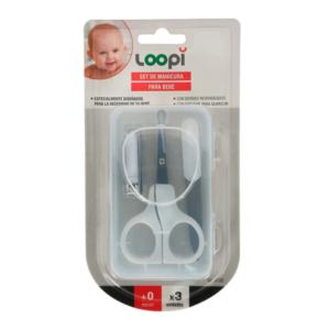 Loopi Set De Tijera Y Alicate Cajita Blanca Rosa y Celeste