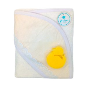Pilim Toallón Capucha De Batista Con Broderie Y Esponja De Regalo Natural