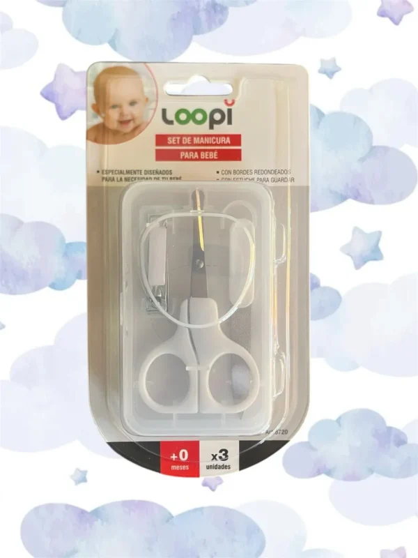 Set de tijera alicate lima 8720 uñas cuidado d bebe Loopi