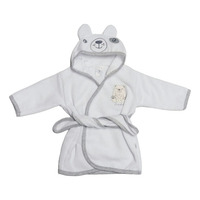 Bata Salida De Baño Bebe Towell Bordada Gris