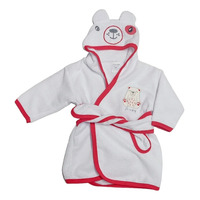Bata Salida De Baño Bebe Towell Bordada Rojo