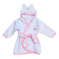 Bata Salida De Baño Bebe Towell Bordada Rosa