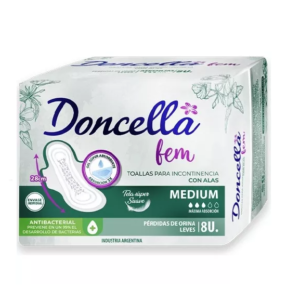 Toalla De Incontinencia Doncella Fem Talle Medium con Alas (28 cm) 10 Unidades