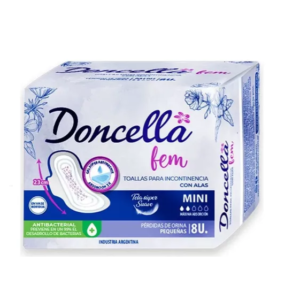 Toalla De Incontinencia Doncella Fem Talle Mini con Alas (23 cm) 10 Unidades
