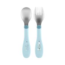 CHICCO SET CUBIERTOS INOXIDABLE CELESTE