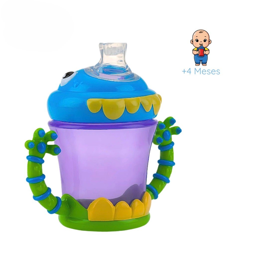 NUBY VASO MONSTRUO CON BOQUILLA DE SILICONA Antiderrame Con Manijas 210ml +4m Nuby - Image 6