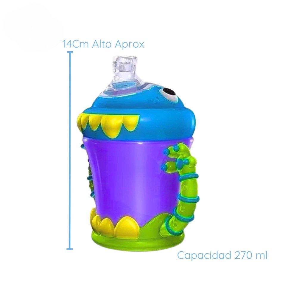 NUBY VASO MONSTRUO CON BOQUILLA DE SILICONA Antiderrame Con Manijas 210ml +4m Nuby - Image 7