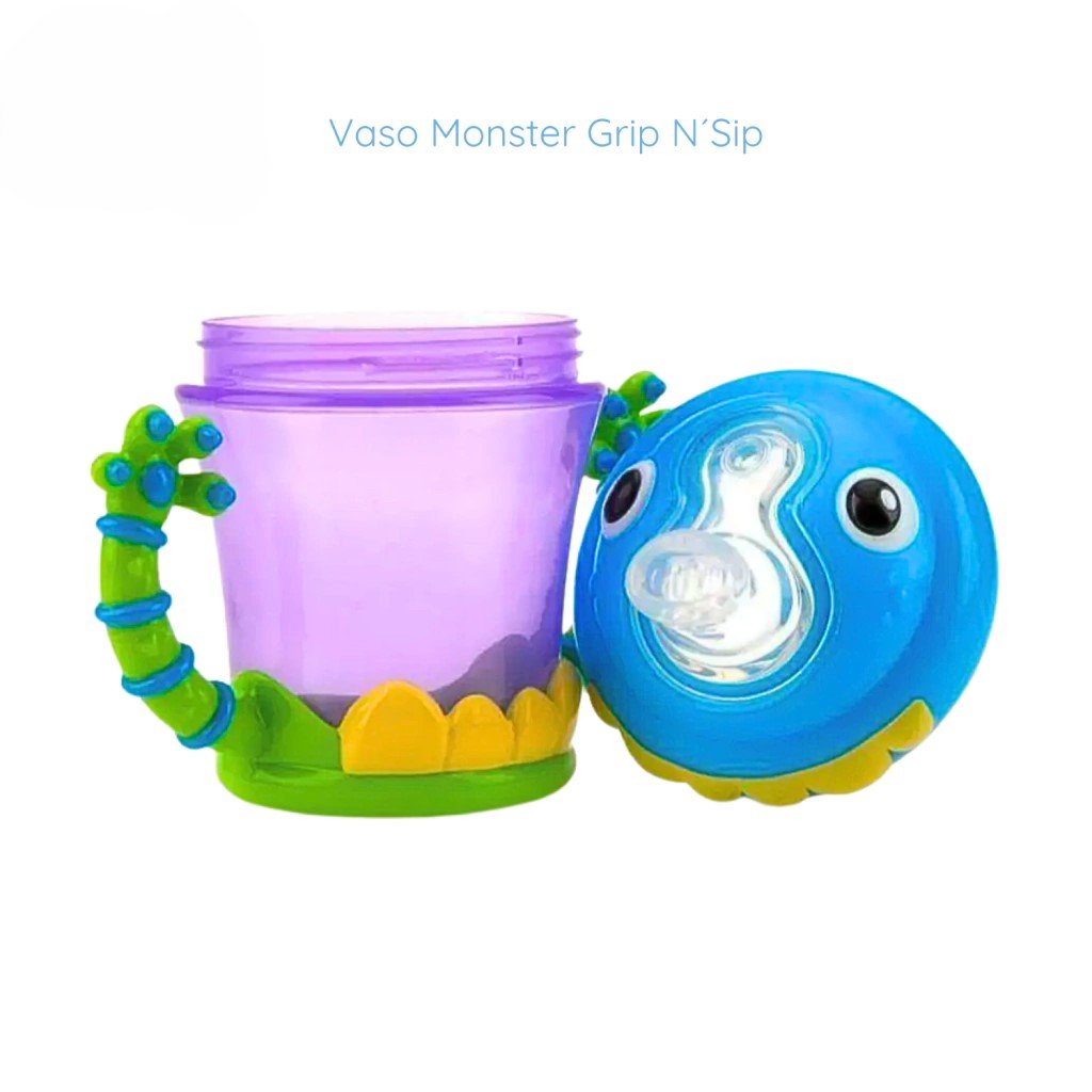 NUBY VASO MONSTRUO CON BOQUILLA DE SILICONA Antiderrame Con Manijas 210ml +4m Nuby - Image 2