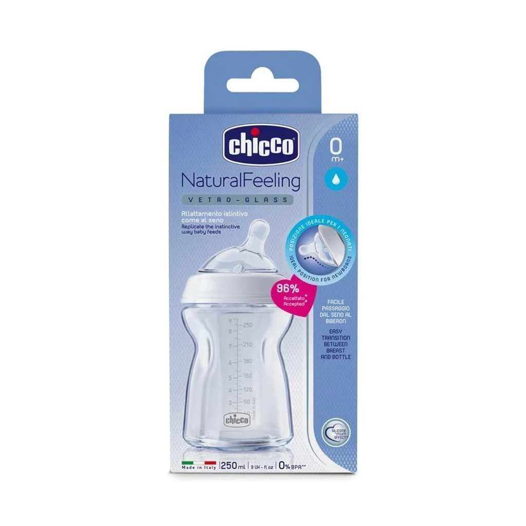 CHICCO MAMADERA DE VIDRIO NATURAL FEELING 250 ML